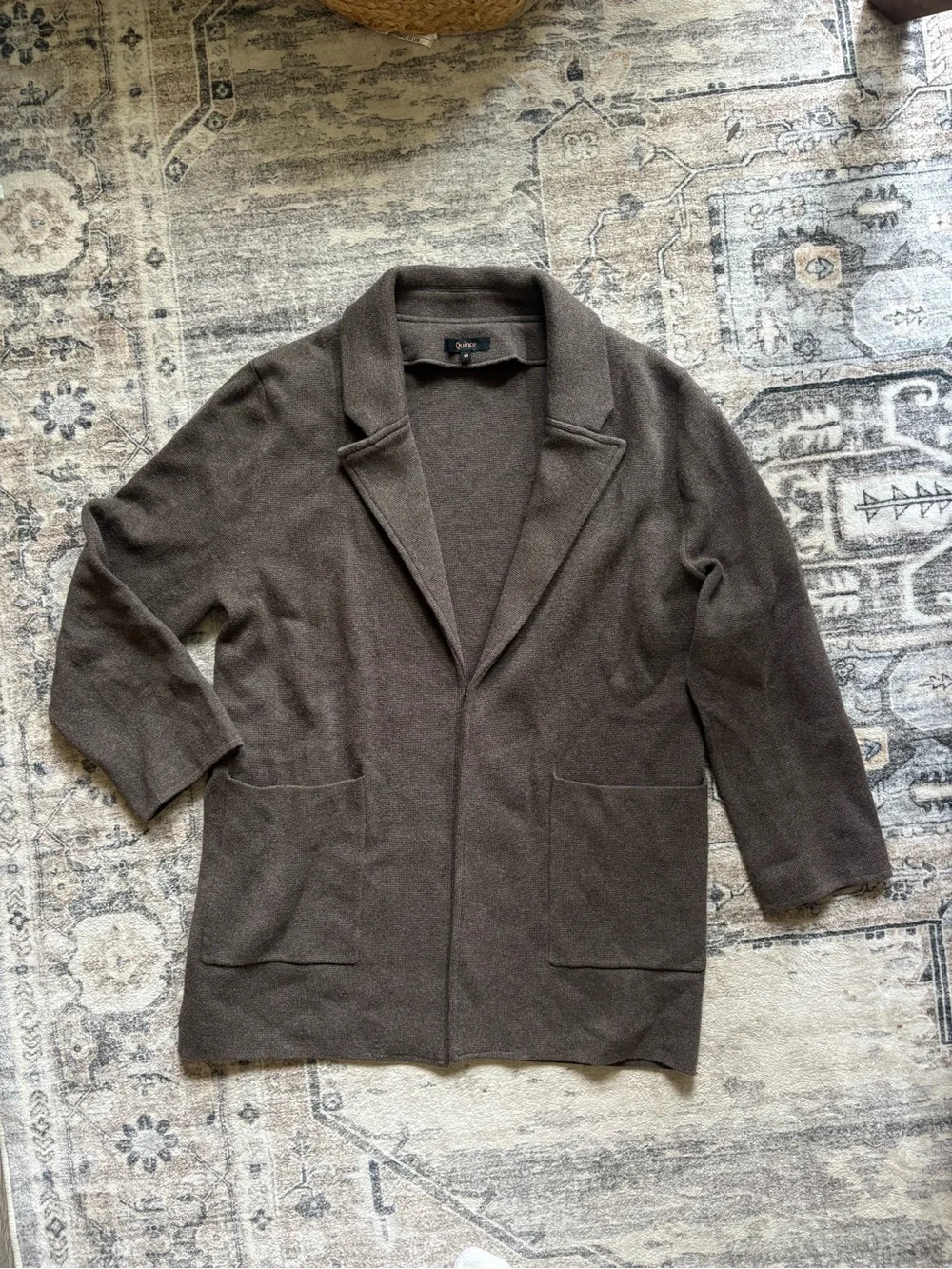 Quince 100% Organic Cotton Knit Blazer size M in brown - Picture 2 of 8